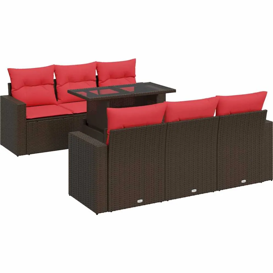 vidaXL 7-delige Loungeset met kussens poly rattan acacia bruin, foto 3