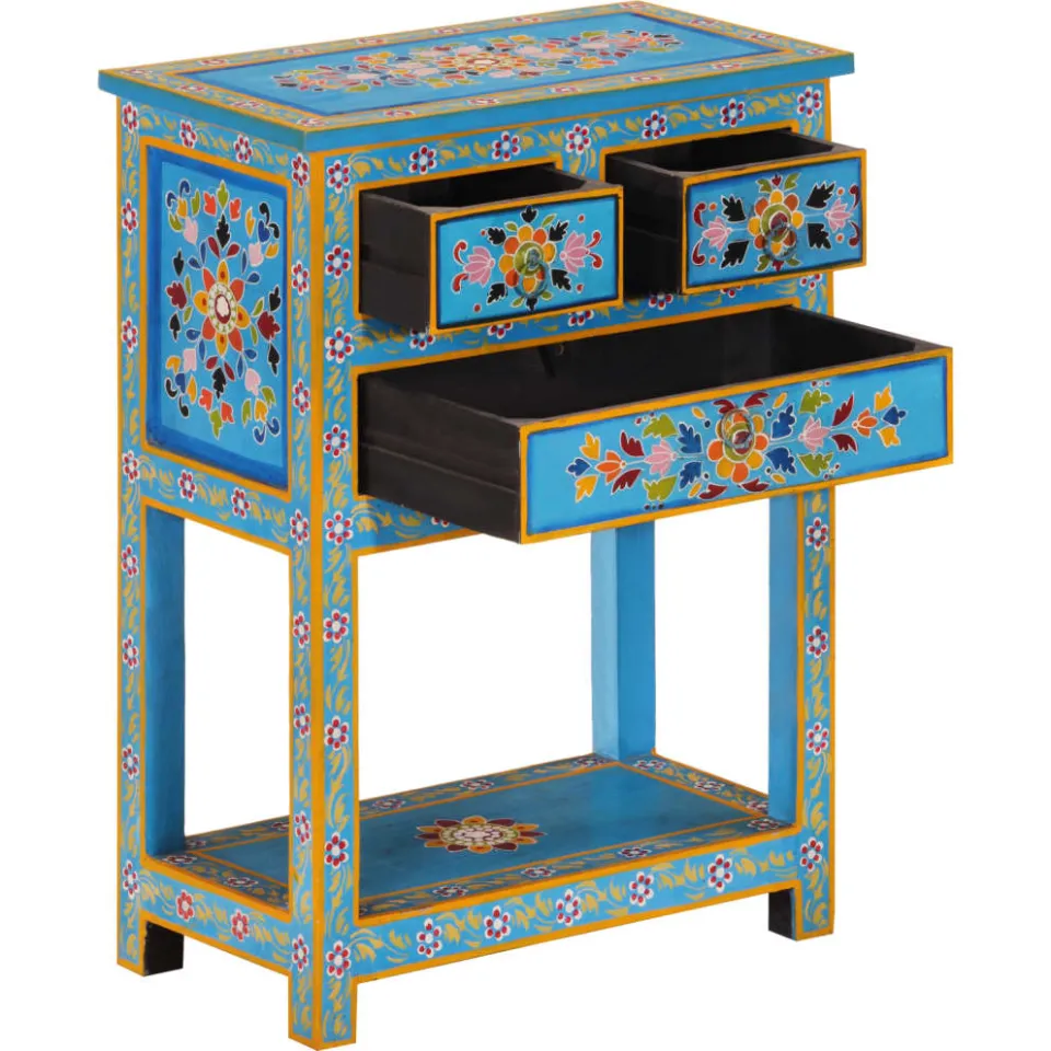 vidaXL Dressoir 55x30x76 cm massief mangohout turquoise, foto 2