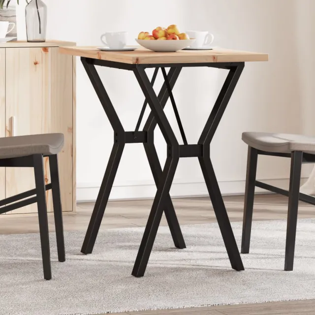 vidaXL Eettafel Y-frame 80x50x75,5 cm massief grenenhout en staal Bruin