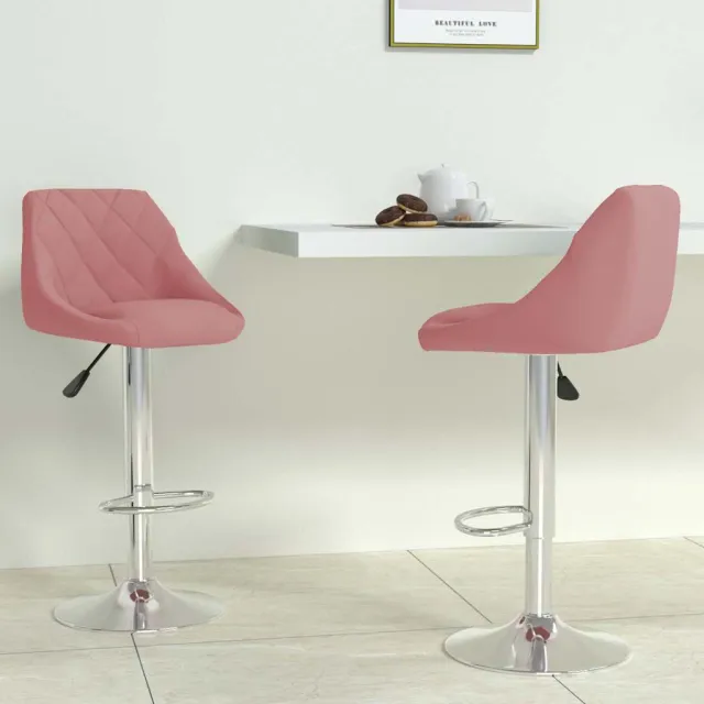 vidaXL Barkrukken 2 st fluweel roze, foto 2