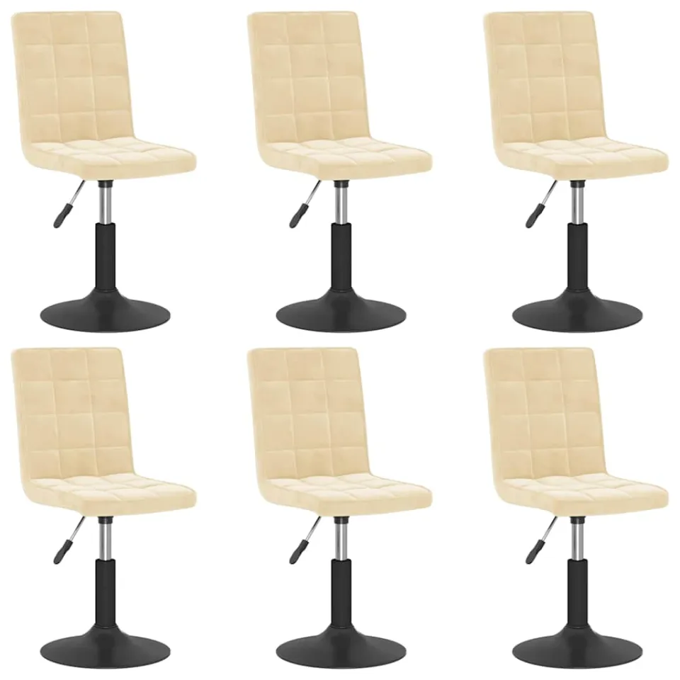 vidaXL Eetkamerstoelen draaibaar 6 st fluweel crèmekleurig, foto 3