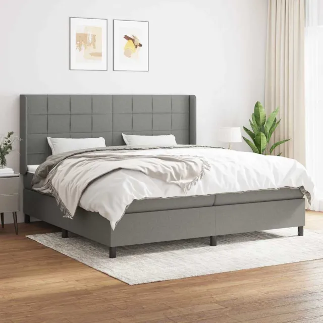 vidaXL Boxspring met matras stof donkergrijs 200x200 cm grijs