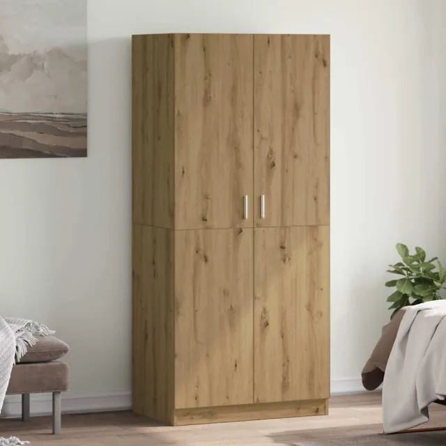 vidaXL Kledingkast 90x52x200 cm bewerkt hout artisanaal eikenkleur, foto 2