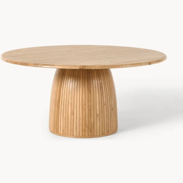 Westwing Collection Ronde eettafel Nelly met groefstructuur, in verschillende formaten Beige