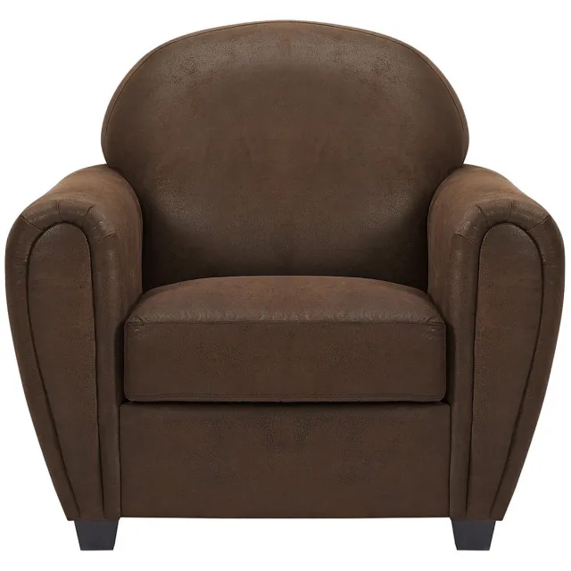 Vente-unique Clubfauteuil in microvezel met verouderde lederlook VICTORY III Bruin