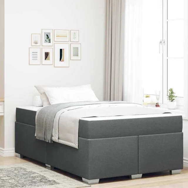 vidaXL Bedframe met matras Donkergrijs 120 x 190 cm Stof