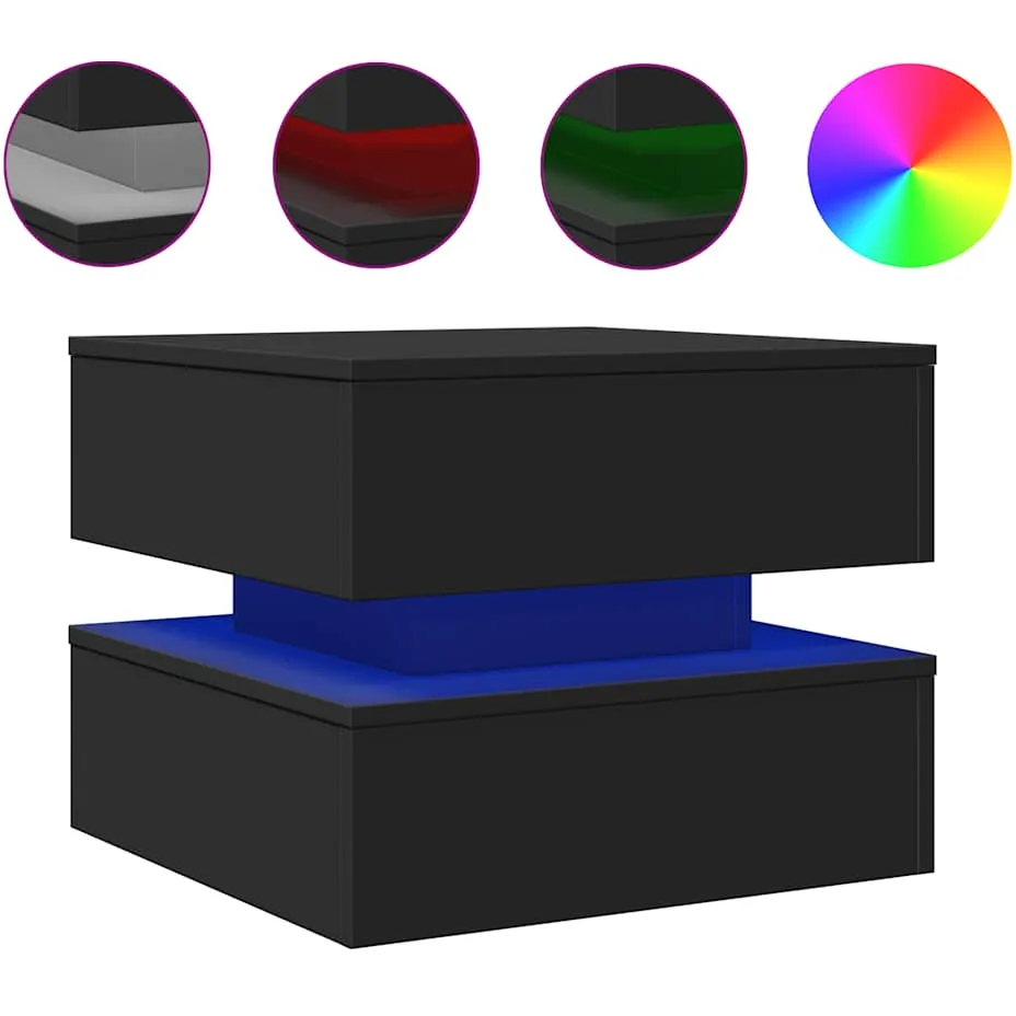 vidaXL Salontafel met LED-verlichting 50x50x40 cm zwart