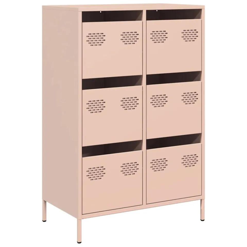 vidaXL Hoge kast 68x39x101,5 cm staal roze, foto 3