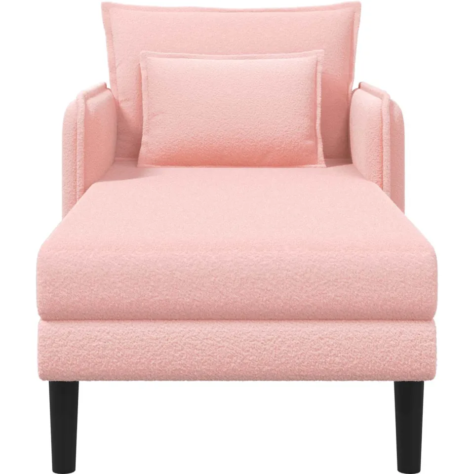 vidaXL Grote chaise longue Roze Bouclé