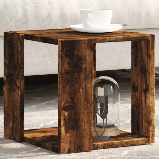 vidaXL Salontafel 32x32x30 cm bewerkt hout gerookt eikenkleurig Bruin