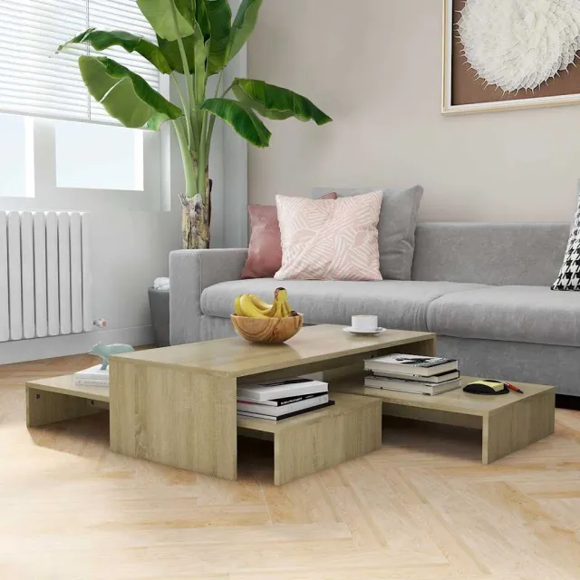 vidaXL Salontafelset 100x100x26,5 cm bewerkt hout sonoma eikenkleurig, foto 2