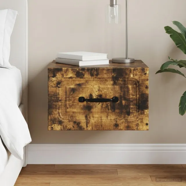 vidaXL Wandbeugel Bedkast Gerookt eiken 34,5 x 33 x 20 cm Bewerkt hout, foto 2