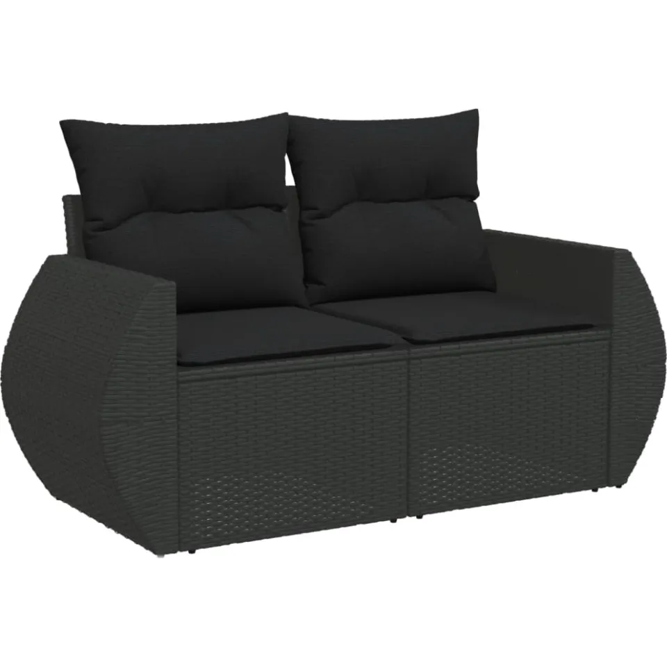 vidaXL 8-delige Loungeset met kussens poly rattan zwart