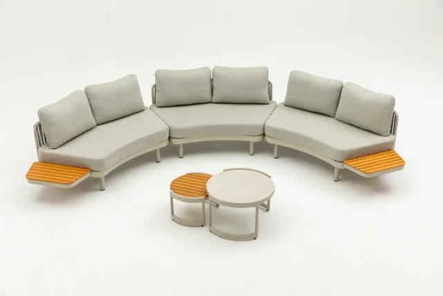 Tuinmeubelwinkel Loungeset Lounza Rond Beige Hout - 4822 Grijs