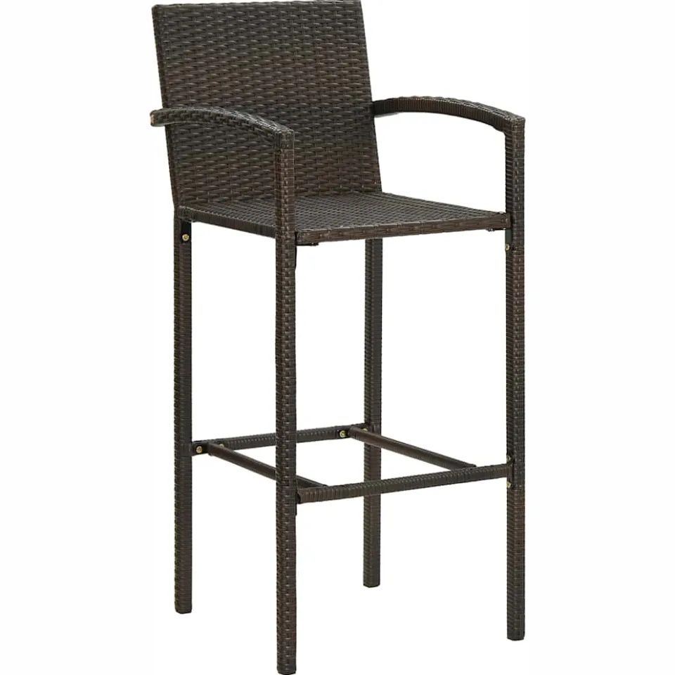 vidaXL 5-delige Tuinbarset met armleuningen poly rattan bruin, foto 4
