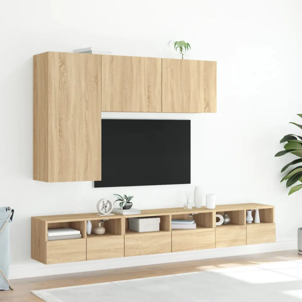 vidaXL Tv-meubels 2 st 60x30x30 cm bewerkt hout sonoma eikenkleurig, foto 3