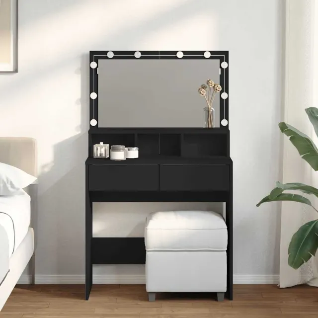 vidaXL Kaptafel met LED 80x41x134,5 cm zwart, foto 2