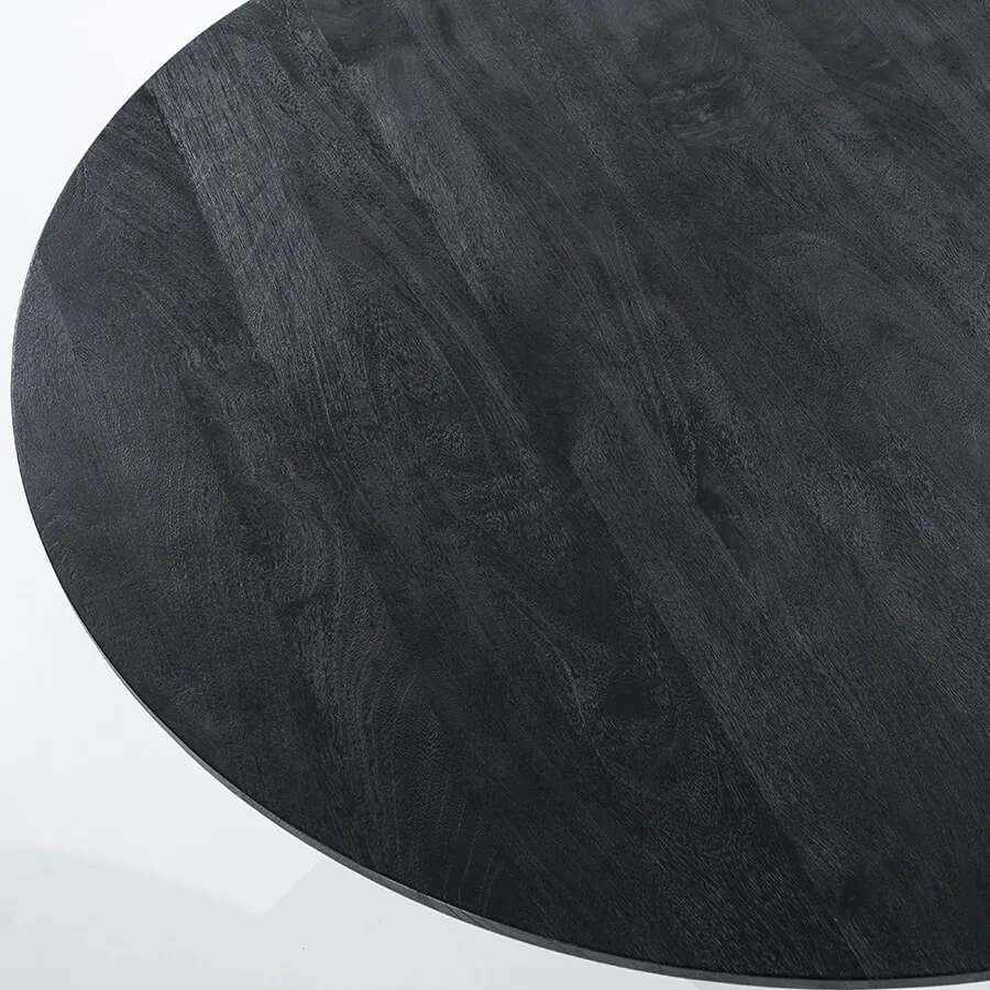 Eleonora Ronde Eettafel 'Aron' Mangohout, kleur Zwart, 130cm, foto 5