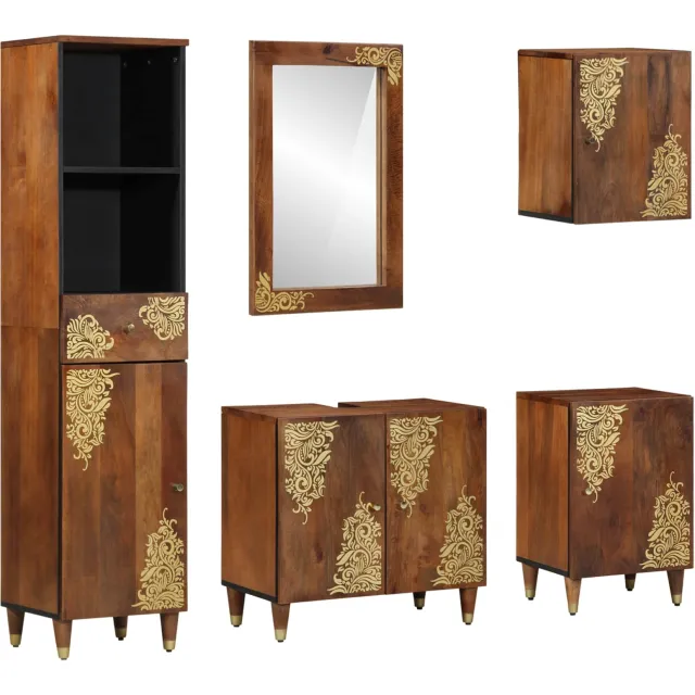 vidaXL Badkamerkastenset 5 st Honingbruin 62 x 33 x 58 cm