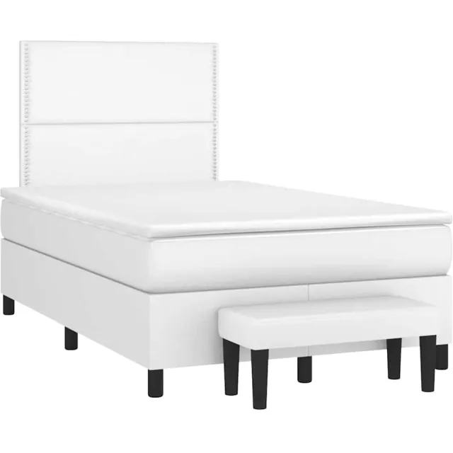 vidaXL Boxspring met matras kunstleer wit 120x190 cm