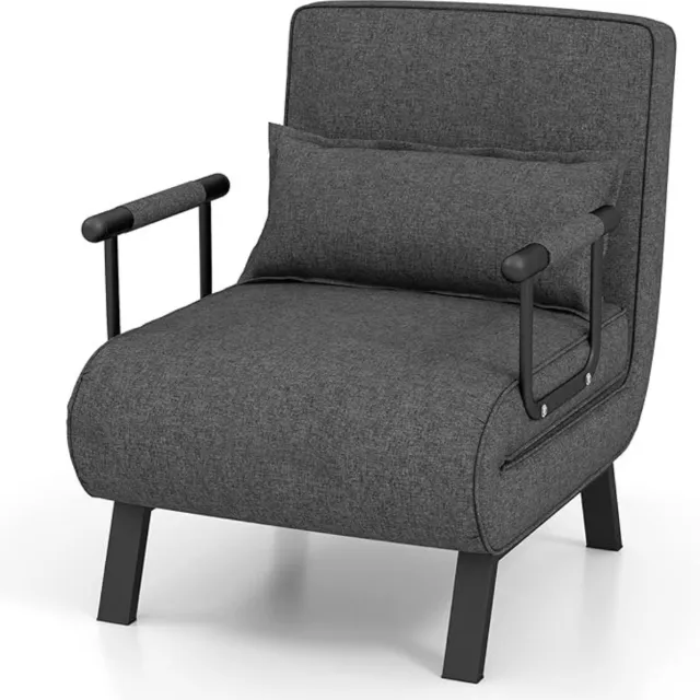 Thuys Luxe 4 in 1 Slaapfauteil – Slaapstoel – 5 Posities - Multifunctioneel – Verstelbare Rugleuning – Gewatteerd – Hoogwaardig Materiaal - Grijs