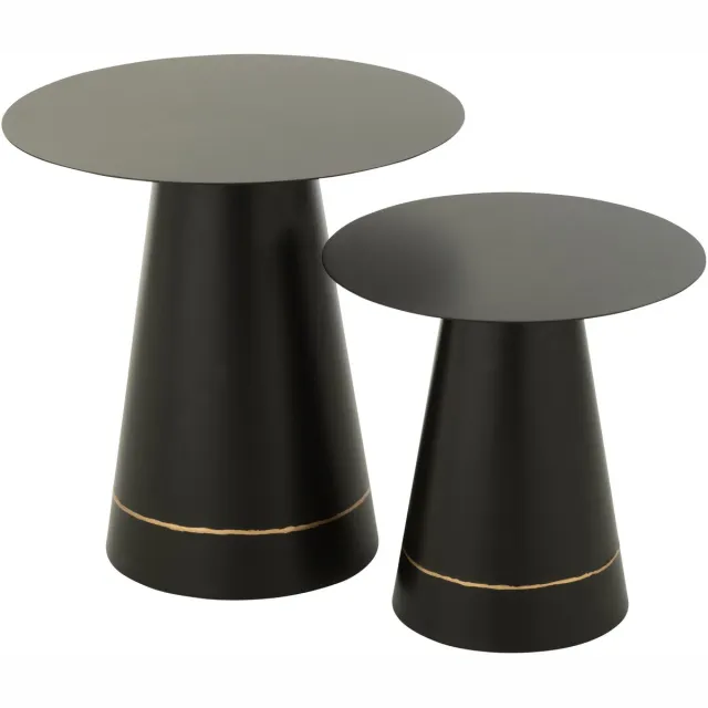 J-Line bijzettafel - ijzer - zwart/goud - set van 2