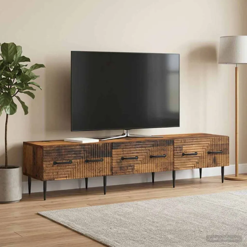vidaXL TV-kast met lade Oud hout 147 x 34,5 x 30 cm Bewerkt hout bruin, foto 4