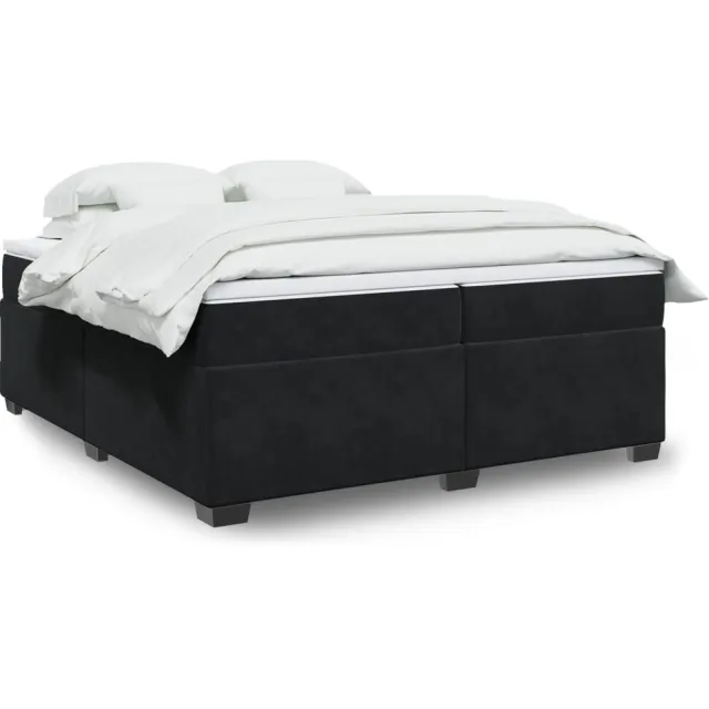 vidaXL Boxspring met matras fluweel zwart 200x200 cm
