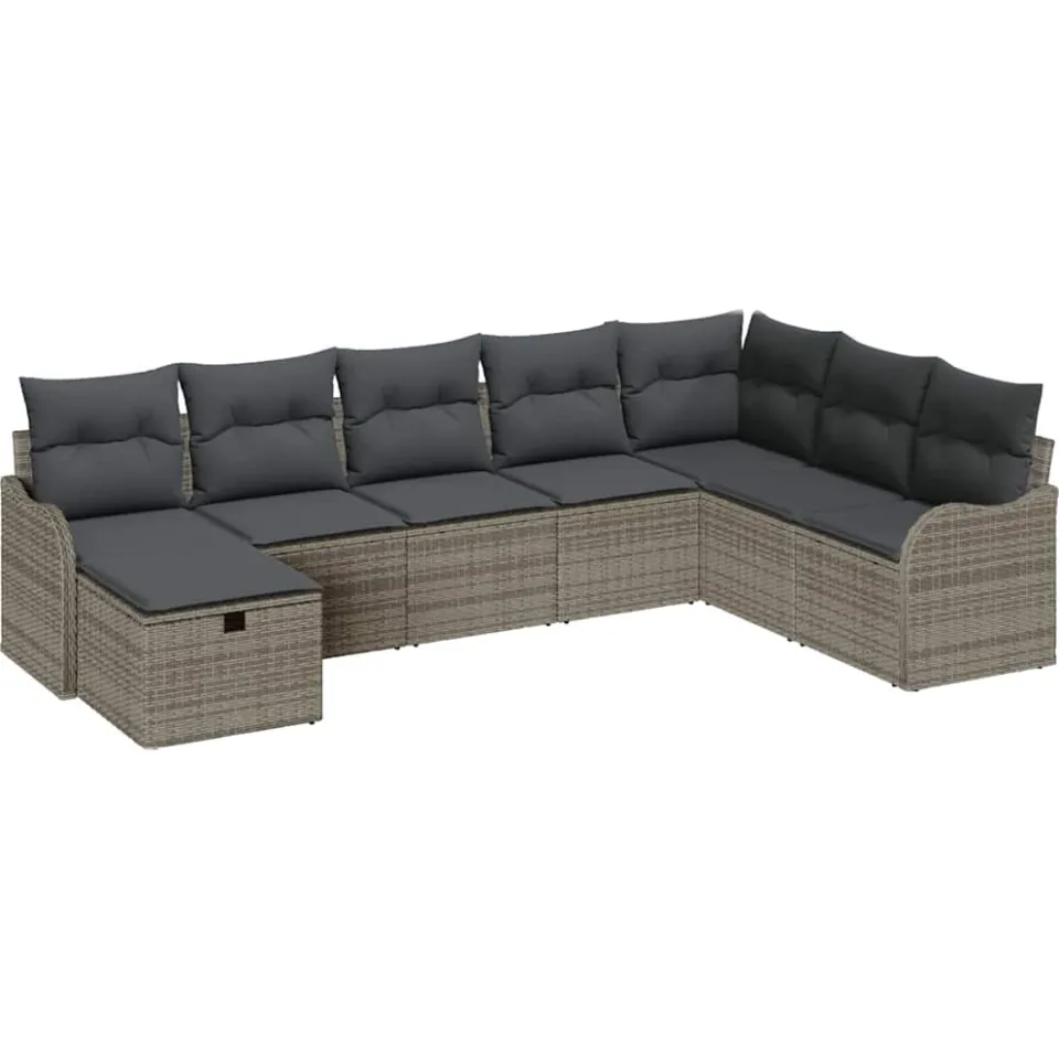 vidaXL Tuin Sofa Set 8 st Grijs poly rattan