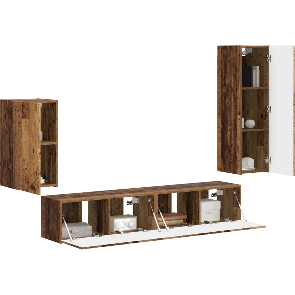 vidaXL Tv-meubelset 4 st 31 x 30 x 100 cm Oudhout Bruin
