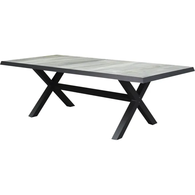 AVH-Collectie New Delhi dining tuintafel 244x103xH72,5 cm met kruispoot antraciet