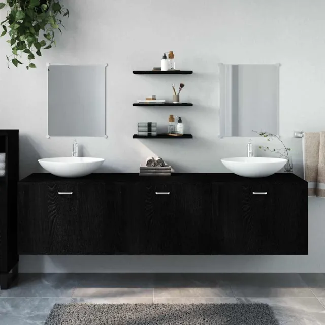 vidaXL 6-delige Badkamermeubelset bewerkt hout zwart, foto 2