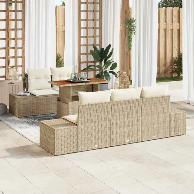 vidaXL Tuin Sofa Set 6 st Beige Poly riet, foto 2