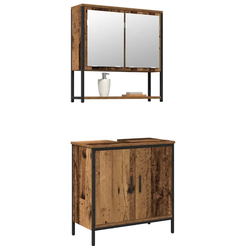 vidaXL Badkamermeubelset 2 st Bruin 60 x 30 x 60 cm Bewerkt hout