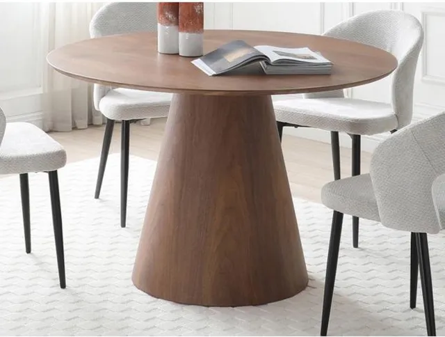 Vente-unique Ronde eettafel 4 personen van MDF - Donker naturel - ANTALIZA Natuurlijk donker