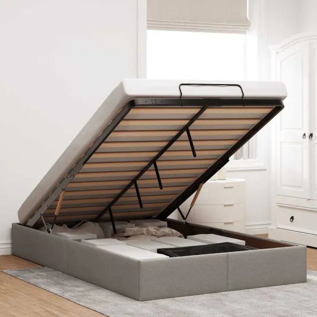 vidaXL Bedframe zonder matras 120x200 cm stof taupe