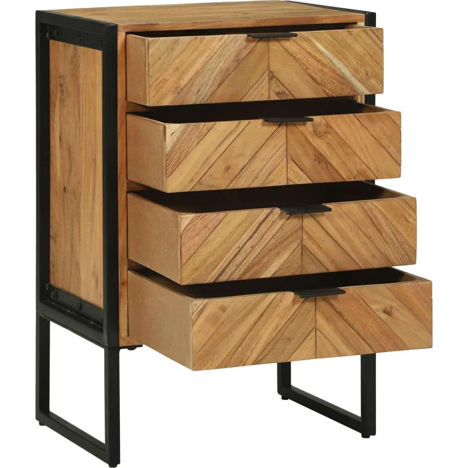 vidaXL Dressoir 50 x 35 x 75 cm Massief acaciahout bruin, foto 2