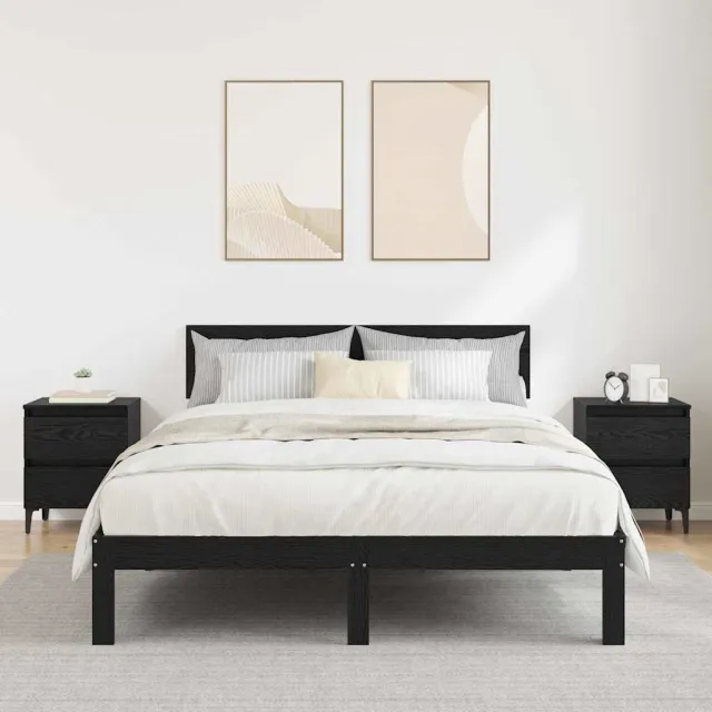 vidaXL Nachtkastje 2 st Zwart Eiken 40 x 35 x 50 cm Bewerkt hout, foto 2