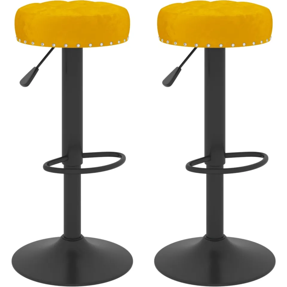 vidaXL Barkrukken 2 st fluweel mosterdgeel, foto 3
