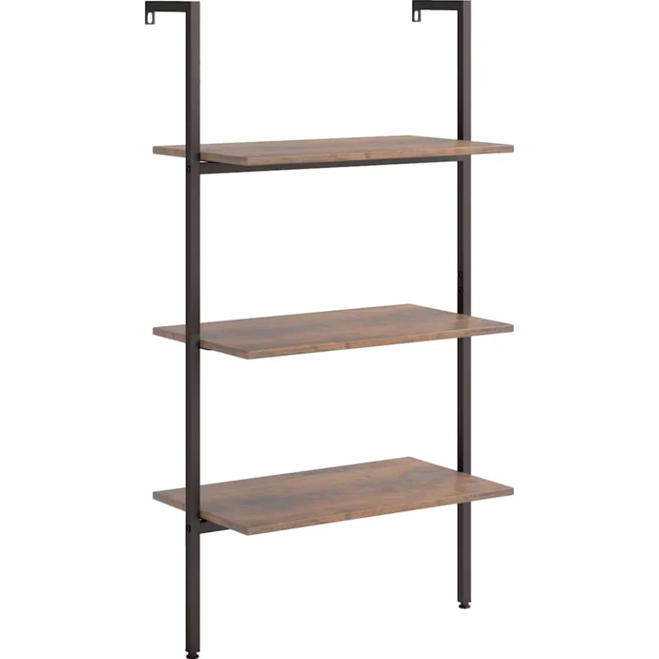 vidaXL Ladderrek met 3 schappen 64x35x120,5 cm donkerbruin en zwart, foto 3