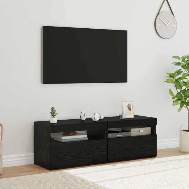 vidaXL TV-kast 2 st Zwart Eiken Bewerkt hout