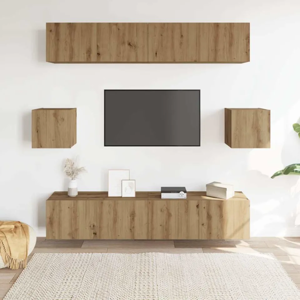 vidaXL 6-delig Tv-meubelset wandmontage bewerkt hout artisanaal eiken, foto 2
