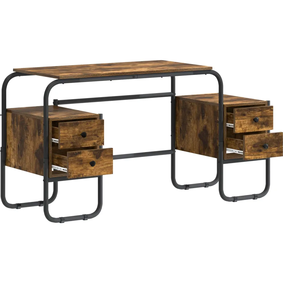 vidaXL Bureau met opbergruimte Gerookt eiken 145 x 50 x 75 cm Bruin