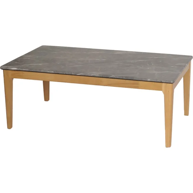 MCW Salontafel MCW-M55, bijzettafel sofatafel, massief hout HDF laminaat melamine 46x120x70cm, marmeren/steen look lichte poten Grijs