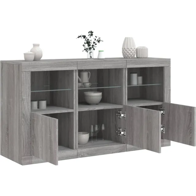 vidaXL Dressoir met LED-verlichting 123x37x67 cm grijs sonoma eiken