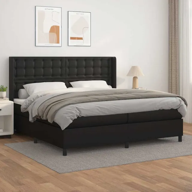 vidaXL Boxspring met matras kunstleer zwart 200x200 cm