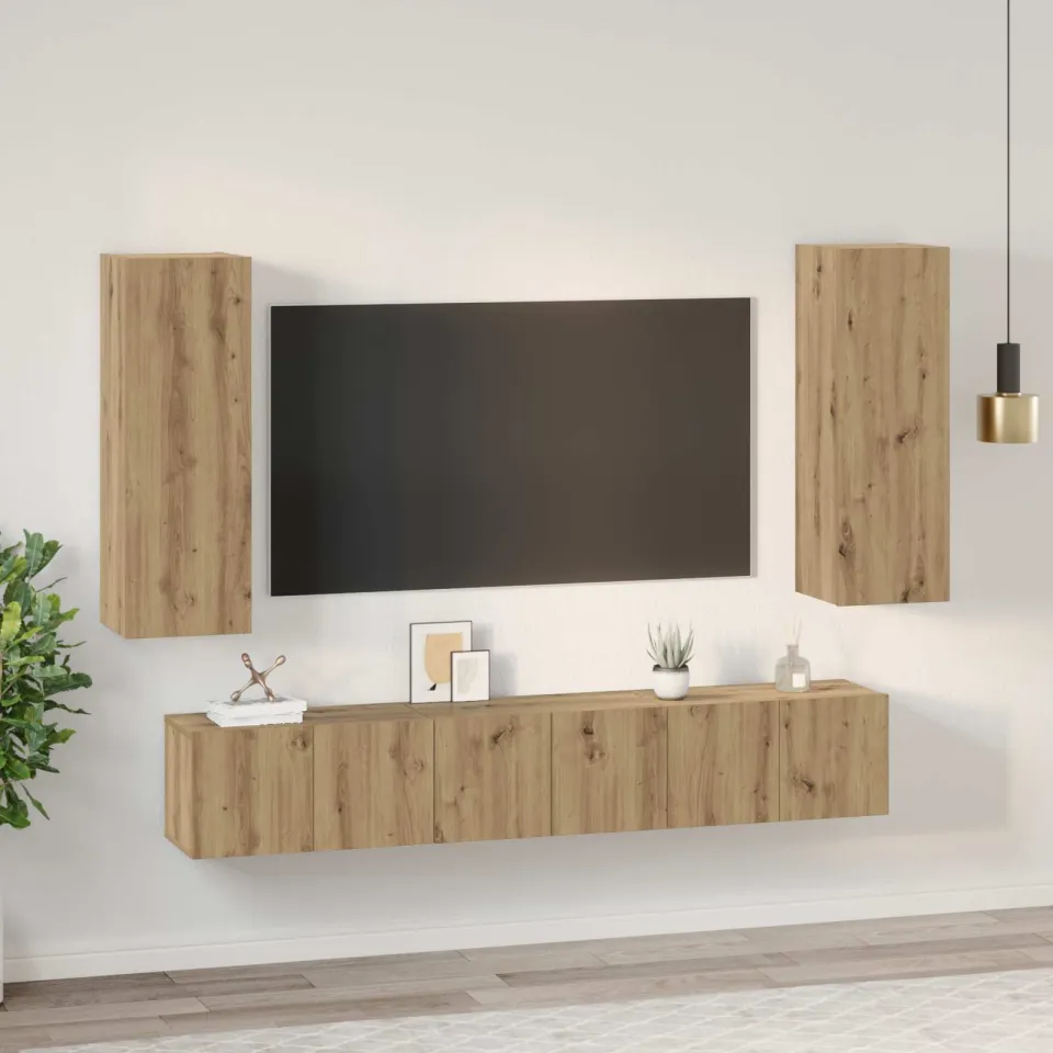 vidaXL Tv-meubelset 5 st Artisan Eiken Bewerkt hout, foto 4
