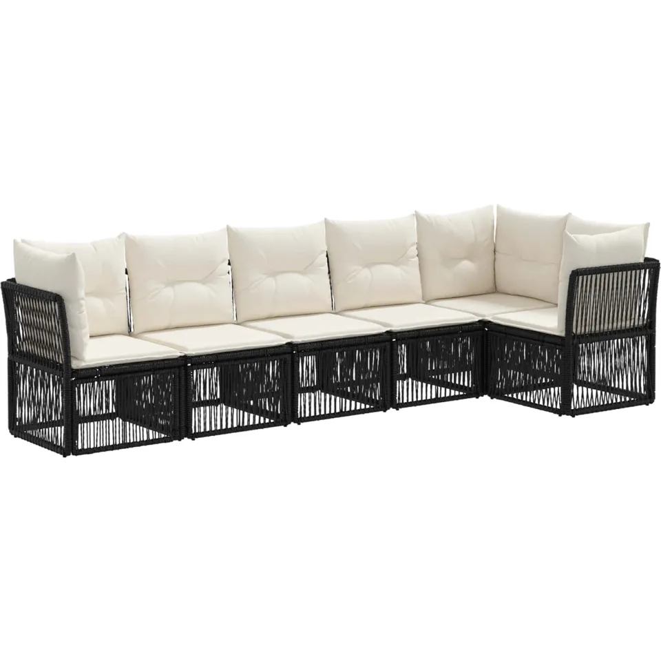 vidaXL Tuinbankenset 6 st 6-zits Zwart poly rattan, foto 3