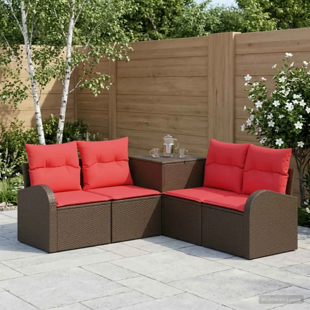 vidaXL Bankstel 5 st Bruin en Rood 179 x 179 x 85 cm