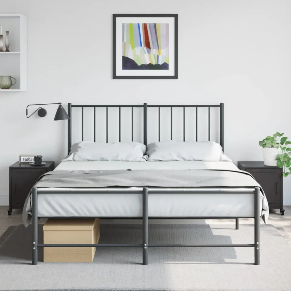 vidaXL Nachtkastjes 2 st 36x39x43,5 cm staal zwart, foto 2